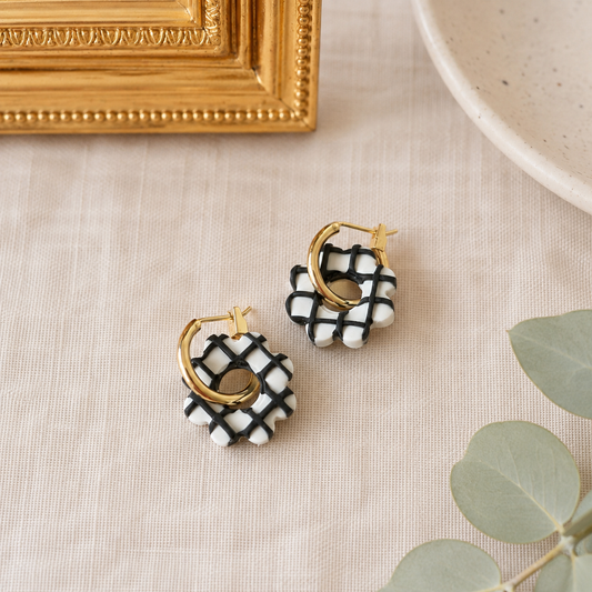 Gingham Flower Hoops