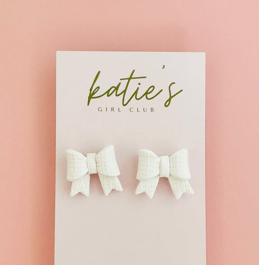 White Bow Studs