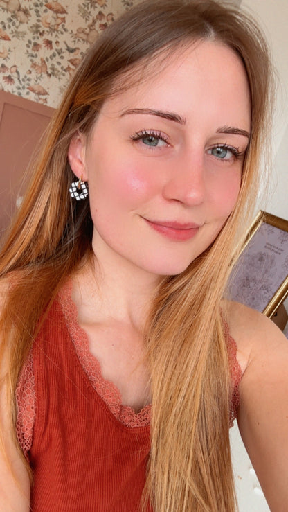 Gingham Flower Hoops